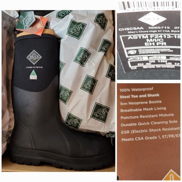 Muck Boot Men’s Size 8 Steel Toe Work Boots – Puncture Resistant - Picture 2 of 12